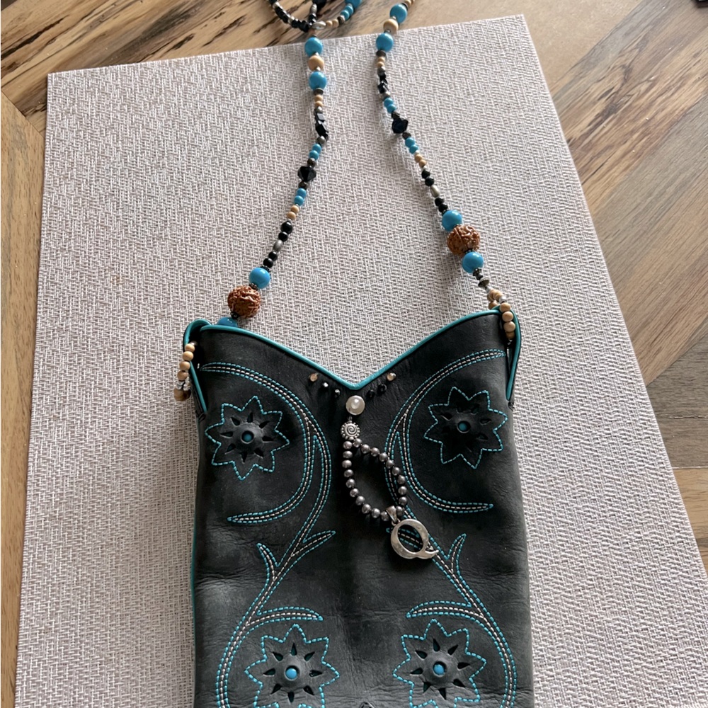 Crossbody cowboy boot leather purse